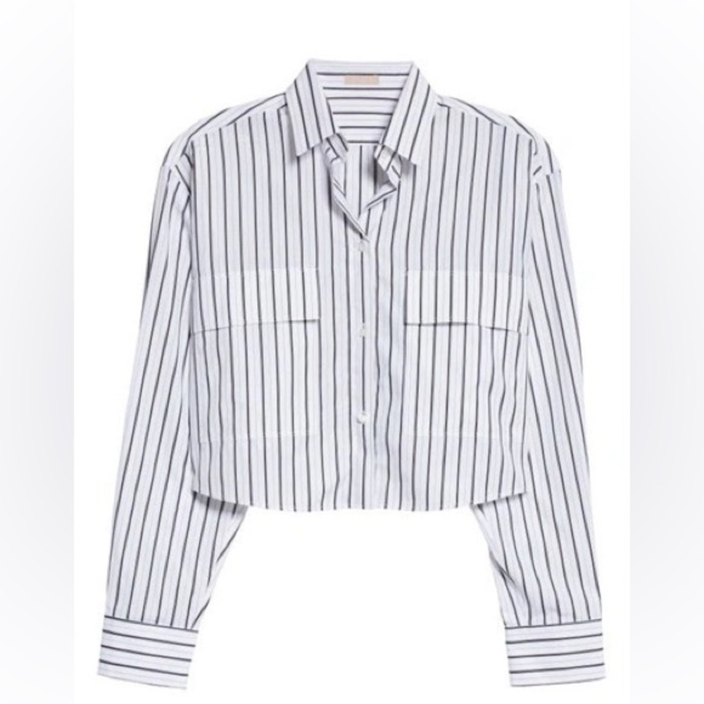 Alaia | designer brand | 42 | STRIPE OVERSIZE CROP POPLIN SHIRT